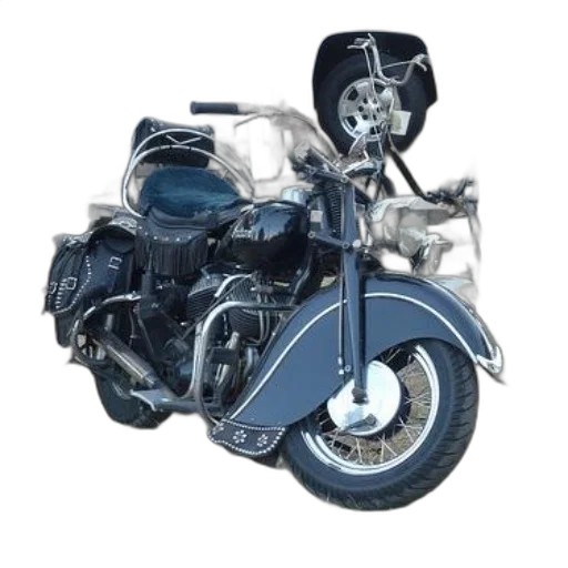 3d render, photorealistic, vintage, black, motorcycle, chrome, accents, parked transparent PNG cut-out