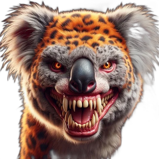 animal, creature, face, photorealistic, concept art, fantasy art, 3d render, koala-leopard transparent PNG cut-out