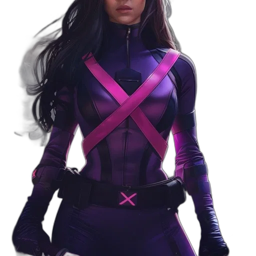 comic book art, concept art, fantasy art, cyberpunk, neon, dark, colorful, female transparent PNG cut-out