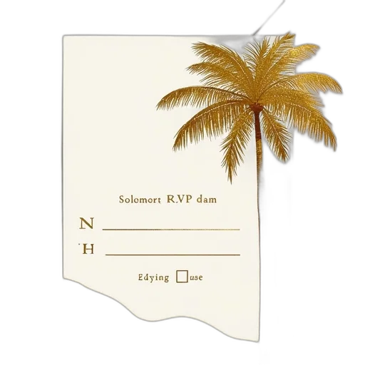palm, tree, gold, wedding, rsvp, reply, card transparent PNG cut-out