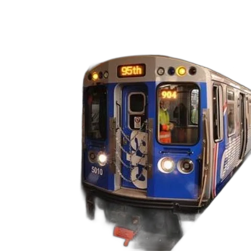 photorealistic, 3d render, concept art, blue, white, train, number, 95th transparent PNG cut-out