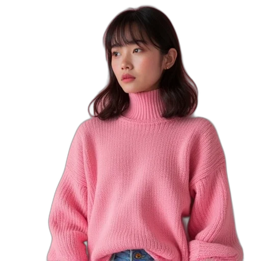 jacket, dress, face, hair, vaporwave, photorealistic, pastel, monochrome transparent PNG cut-out