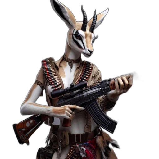 animal, weapon, mask, concept art, 3d render, fantasy art, cyberpunk, anthropomorphic transparent PNG cut-out