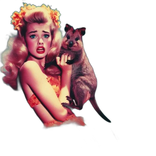 animal, photorealistic, concept art, fantasy art, 3d render, woman, 50s-style, hair transparent PNG cut-out