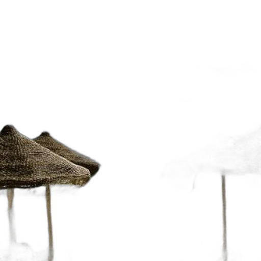 hat, umbrella, shoes, furniture, 3d render, concept art, photorealistic, snow transparent PNG cut-out