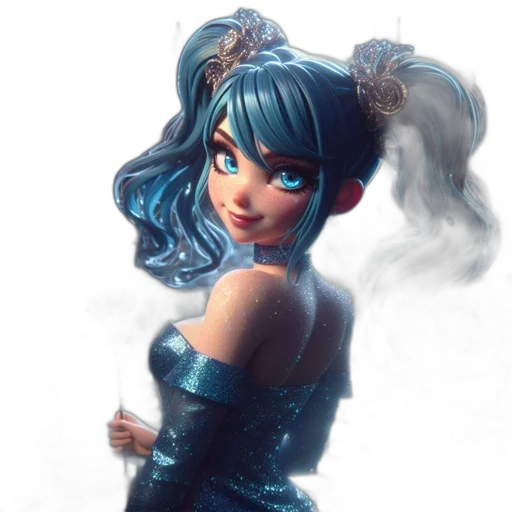 dress, staff, face, fantasy art, concept art, comic book art, 3d render, blue transparent PNG cut-out