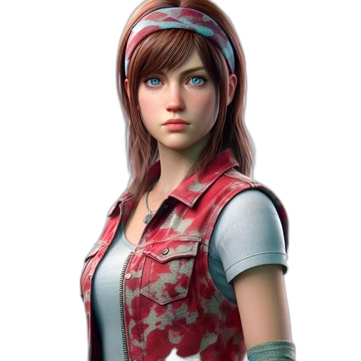 face, jacket, weapon, concept art, 3d render, photorealistic, fantasy art, red transparent PNG cut-out