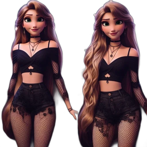dress, 3d render, cartoon, concept art, fantasy art, dark, two, images transparent PNG cut-out