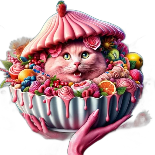 food, hat, animal, creature, photorealistic, fantasy art, 3d render, concept art transparent PNG cut-out