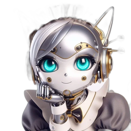 robot, staff, mask, jewelry, concept art, anime, 3d render, fantasy art transparent PNG cut-out