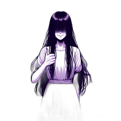 dress, hair, mask, creature, pixel art, concept art, anime, vaporwave transparent PNG cut-out