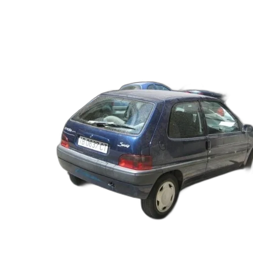 car, 3d render, photorealistic, blue, license, plate, 0837, parked transparent PNG cut-out