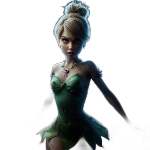 dress, staff, concept art, fantasy art, 3d render, comic book art, green, tinker transparent PNG cut-out