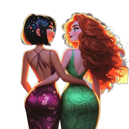 dress, concept art, fantasy art, comic book art, watercolor, underwater, outer space, neon lights transparent PNG cut-out
