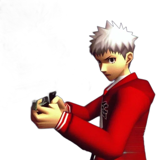 weapon, jacket, staff, 3d render, concept art, red, animated, character transparent PNG cut-out