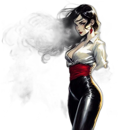dress, comic book art, concept art, fantasy art, cartoon, fire, red, dark transparent PNG cut-out
