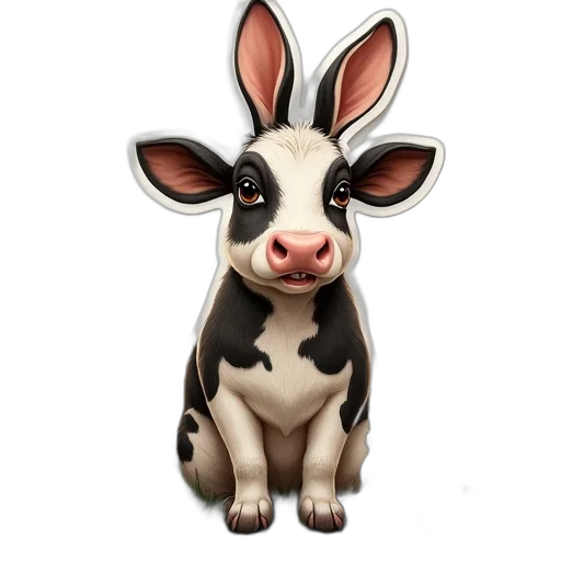 animal, face, creature, photorealistic, 3d render, concept art, cartoon, cow transparent PNG cut-out