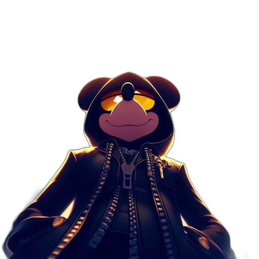 jacket, staff, mask, animal, concept art, pixel art, 3d render, cartoon transparent PNG cut-out