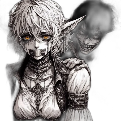 mask, creature, face, staff, fantasy art, concept art, comic book art, anime transparent PNG cut-out