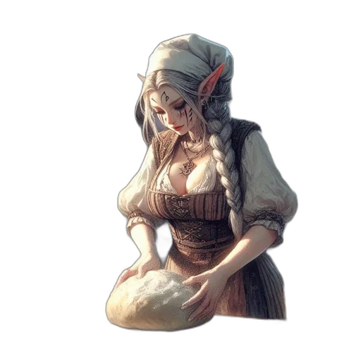 dress, staff, hat, face, concept art, fantasy art, pixel art, 3d render transparent PNG cut-out