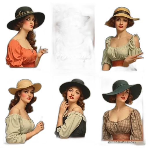 hat, photorealistic, oil painting, concept art, fantasy art, earth tones, monochrome, golden transparent PNG cut-out