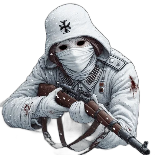 weapon, jacket, mask, staff, concept art, pixel art, comic book art, cyberpunk transparent PNG cut-out