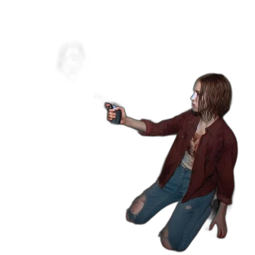 weapon, jacket, staff, umbrella, concept art, 3d render, pixel art, photorealistic transparent PNG cut-out
