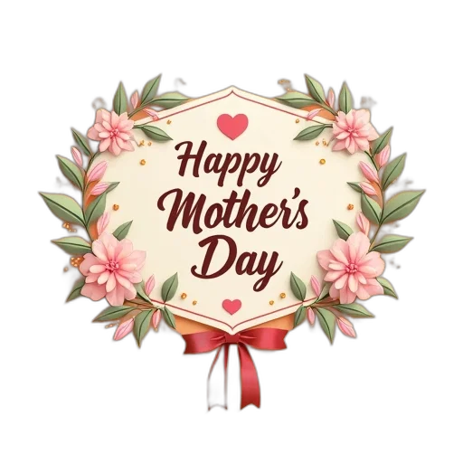 digital, illustration, happy, mother, day, card, warm, orange transparent PNG cut-out