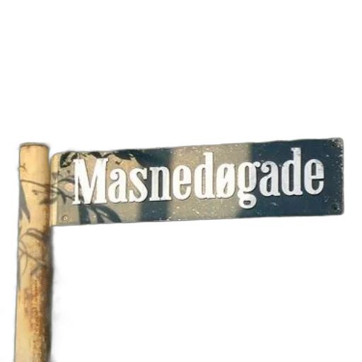 sword, weapon, staff, 3d render, street, sign, denmark, reads transparent PNG cut-out