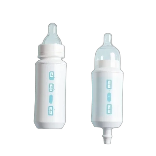 bottle, 3d render, white, baby, clear, nipple, blue, base transparent PNG cut-out