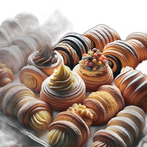 food, photorealistic, 3d render, intricately, designed, pastries, exhibiting, varied transparent PNG cut-out