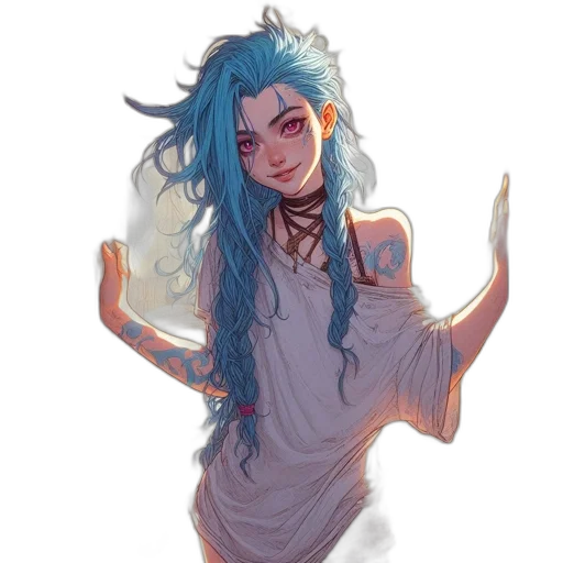 dress, creature, staff, dragon, fantasy art, concept art, anime, watercolor transparent PNG cut-out