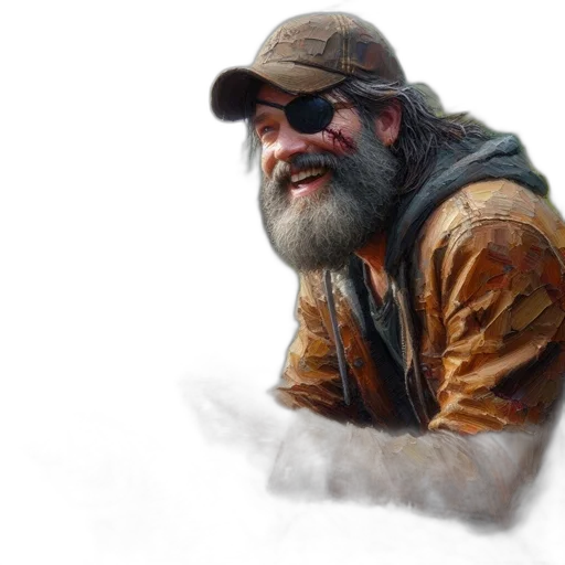 jacket, face, hat, photorealistic, concept art, watercolor, oil painting, rugged transparent PNG cut-out