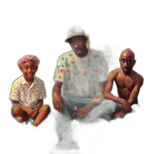 concept art, pixel art, watercolor, photorealistic, pastel, three, people, sit transparent PNG cut-out