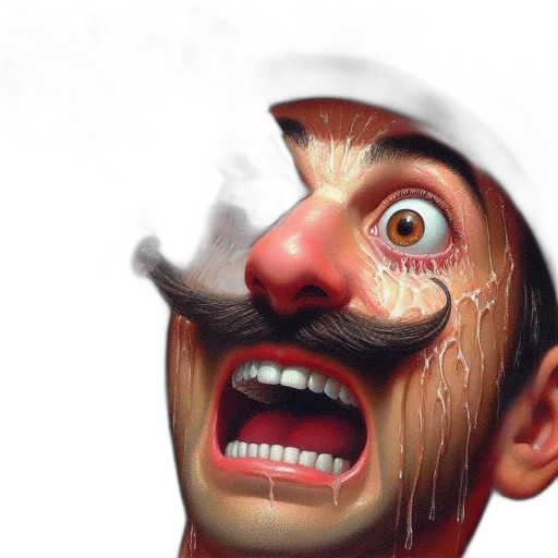 face, mask, creature, hat, concept art, photorealistic, 3d render, watercolor transparent PNG cut-out