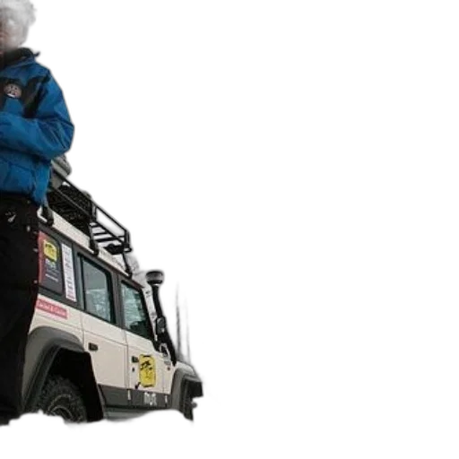 staff, jacket, car, person, blue, stands, next, white transparent PNG cut-out