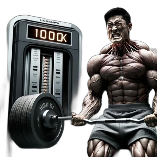 photorealistic, concept art, image, shows, heavily, muscled, man, straining transparent PNG cut-out