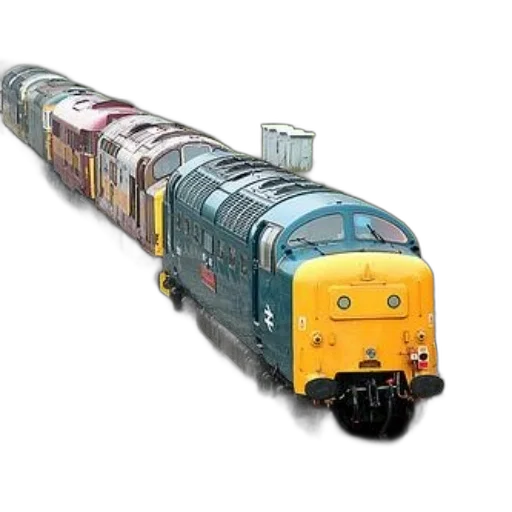weapon, 3d render, photorealistic, concept art, vintage, train, blue, yellow transparent PNG cut-out