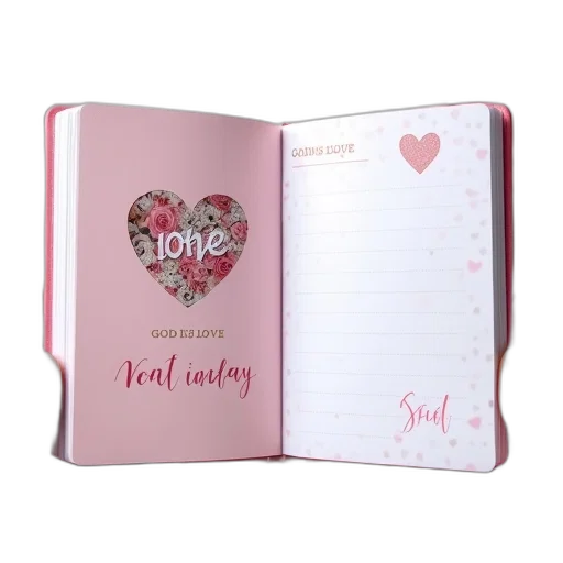 person, holding, open, planner, pink, cover, displaying, two transparent PNG cut-out
