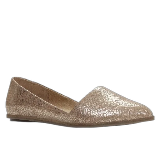 shoes, pair, metallic, gold, flats, pointed, toe, low transparent PNG cut-out