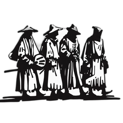staff, mask, jacket, hat, concept art, fantasy art, comic book art, pixel art transparent PNG cut-out