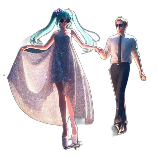 dress, vaporwave, concept art, pixel art, anime, outer space, pastel, colorful transparent PNG cut-out