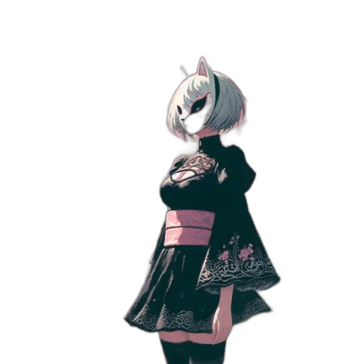 dress, jacket, mask, staff, concept art, pixel art, 3d render, anime transparent PNG cut-out