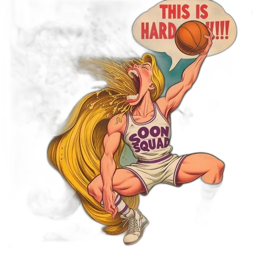 hair, comic book art, cartoon, athletic, woman, basketball, jersey, vigorously transparent PNG cut-out