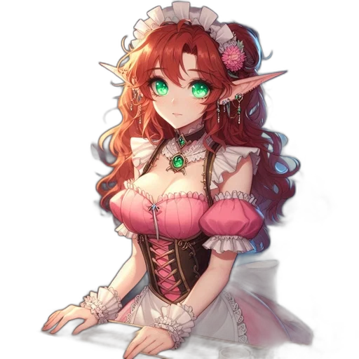 dress, staff, crown, flower, fantasy art, pixel art, anime, concept art transparent PNG cut-out