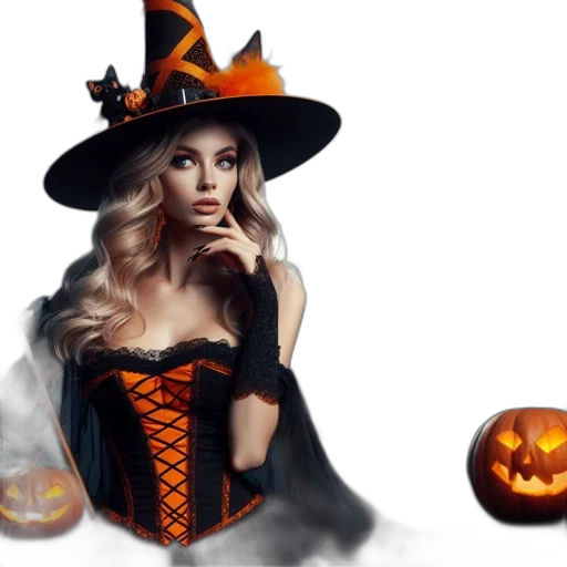 fantasy art, concept art, photorealistic, pixel art, witch, figure, traditional, costume transparent PNG cut-out