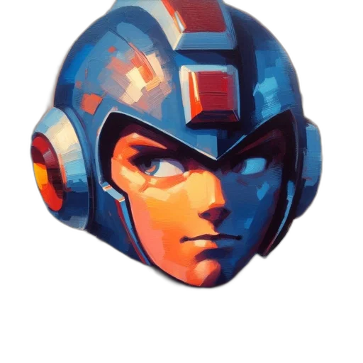 mask, face, robot, hat, comic book art, concept art, pixel art, watercolor transparent PNG cut-out