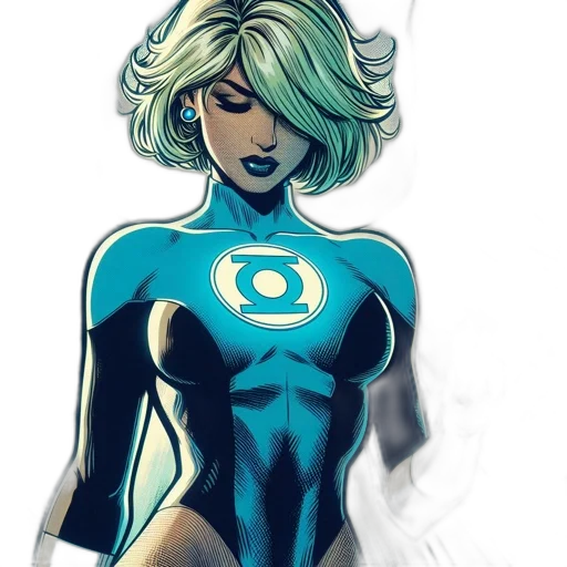 dress, comic book art, concept art, cartoon, fantasy art, blue, female, superhero transparent PNG cut-out