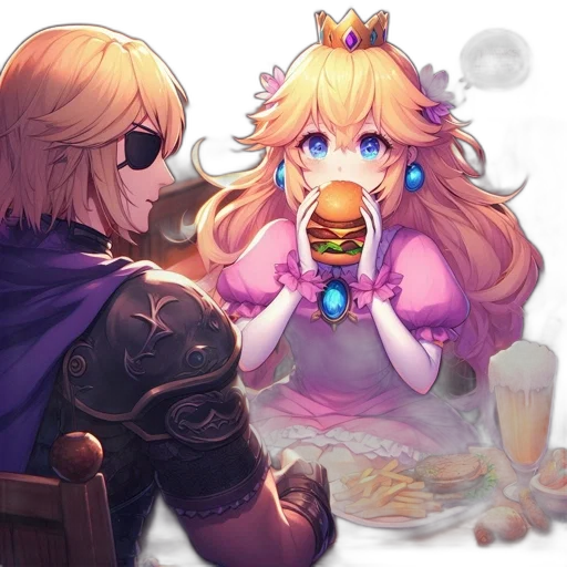food, crown, concept art, fantasy art, pixel art, anime, fire, monochrome transparent PNG cut-out