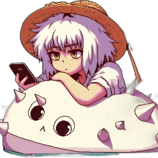 hat, creature, robot, dragon, anime, pixel art, vaporwave, concept art transparent PNG cut-out